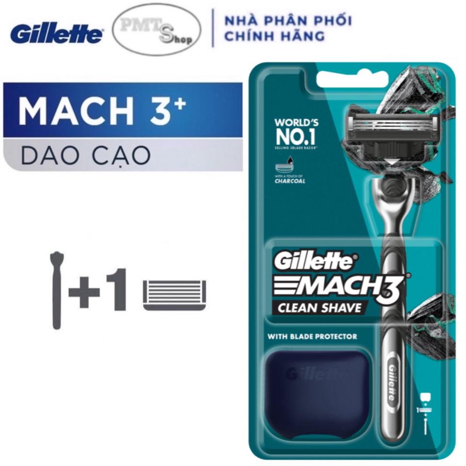 Bộ dao cạo râu 3 lưỡi Gillette Mach3 Clean Shave 1 cán + 1 đầu cạo-duoc-ban-tai-PMTshop since 2018