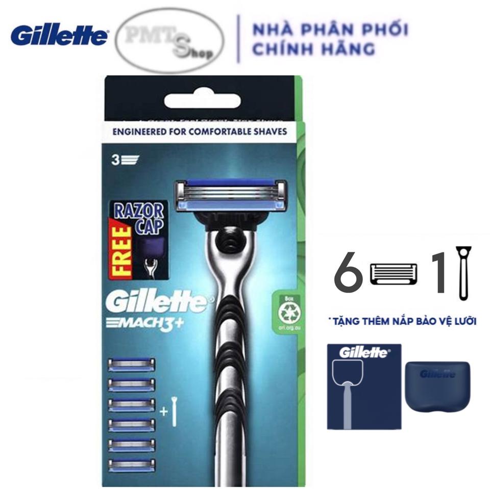 Bộ dao cạo râu 3 lưỡi Gillette Mach3 1 cán + 6 đầu cạo-duoc-ban-tai-PMTshop since 2018