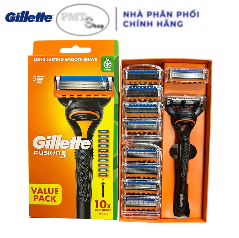 Bộ dao cạo râu 5 lưỡi Gillette Fusion 1 cán + 10 đầu cạo-duoc-ban-tai-PMTshop since 2018