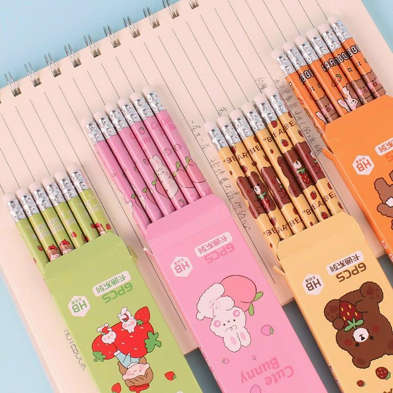 Bút chì hộp 6 cây họa tiết cute bắt mắt -duoc-ban-tai-Kho Sỉ Phụ Kiện Sipuki