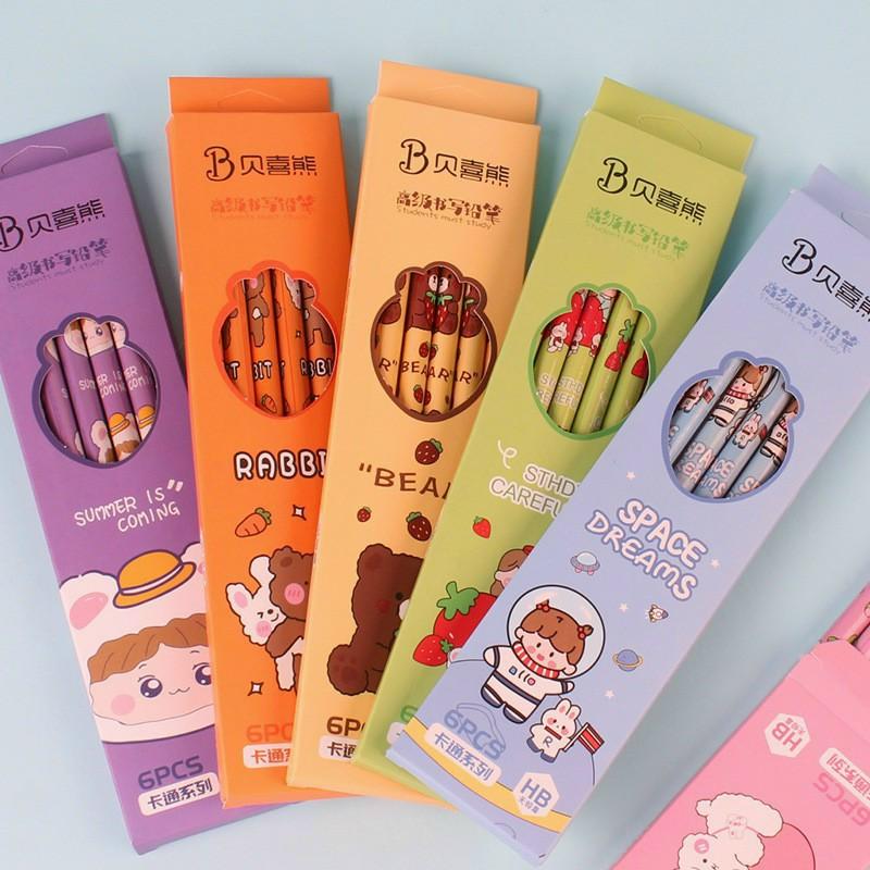Bút chì hộp 6 cây họa tiết cute bắt mắt -duoc-ban-tai-Kho Sỉ Phụ Kiện Sipuki
