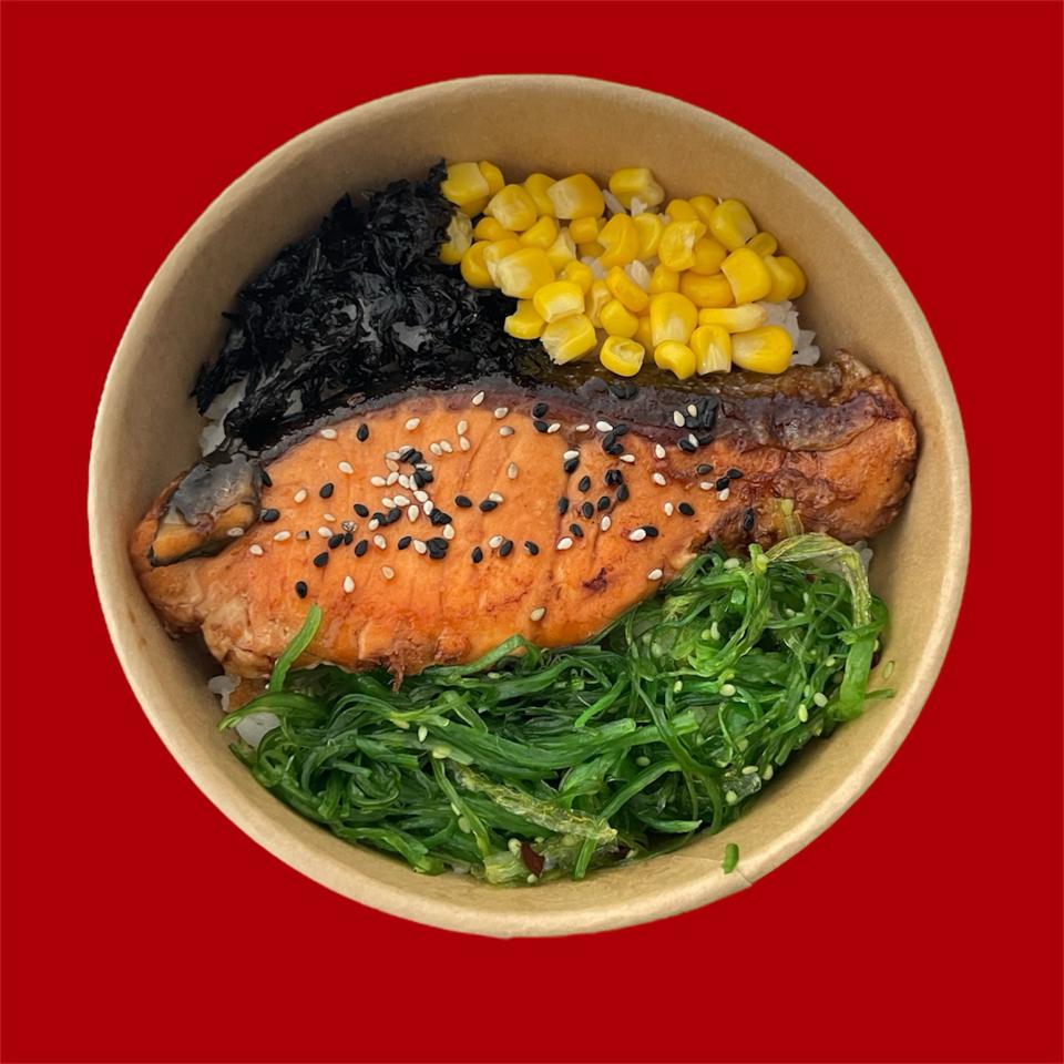 Cơm Cá Hồi Sốt Teriyaki-duoc-ban-tai-Hisashi Sushi