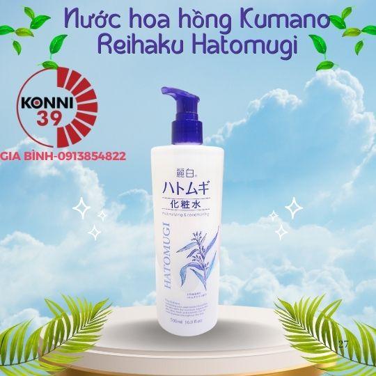 Nước hoa hồng Kumano Reihaku Hatomugi chiết xuất ý dĩ dưỡng trắng da 500ml-duoc-ban-tai-Konni39Giabinh