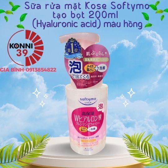 Sữa rửa mặt kose softymo tạo bọt (Hyaluronic acid) 200ml màu hồng-duoc-ban-tai-Konni39Giabinh