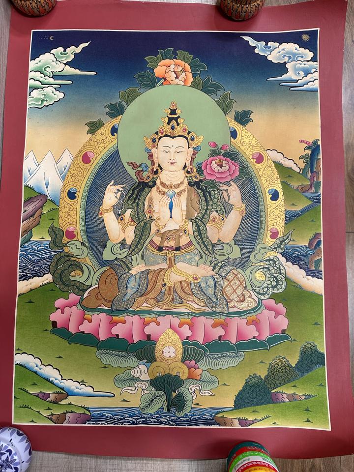 Tranh Nepal vẽ tay thủ công-duoc-ban-tai-Samaya Shop chuyên cung cấp pháp khí, vật phẩm Kim Cang Thừa và Phật giáo nói chung với giá cả hợp lý, chất lượng tốt, tạo điều kiện gieo duyên cho đạo hữu tu tập. Lợi nhuận từ shop được dành để cúng dường và hỗ trợ các hoạt động, sự kiện do trung tâm tổ chức