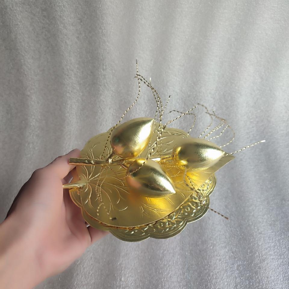 Bộ đĩa lá trầu cau bằng đồng-duoc-ban-tai-Làng Nghề Gò Đúc Đồng Đại Bái