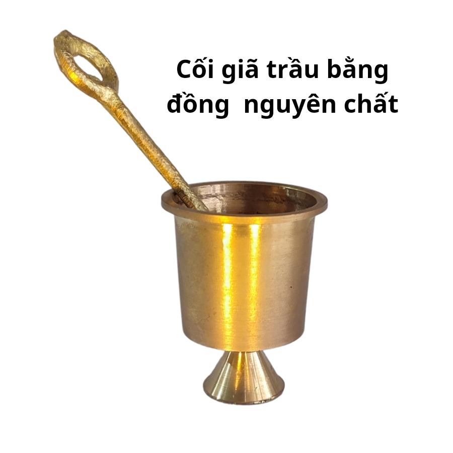 Cối giã trầu bằng đồng đúc nguyên chất-duoc-ban-tai-Làng Nghề Gò Đúc Đồng Đại Bái