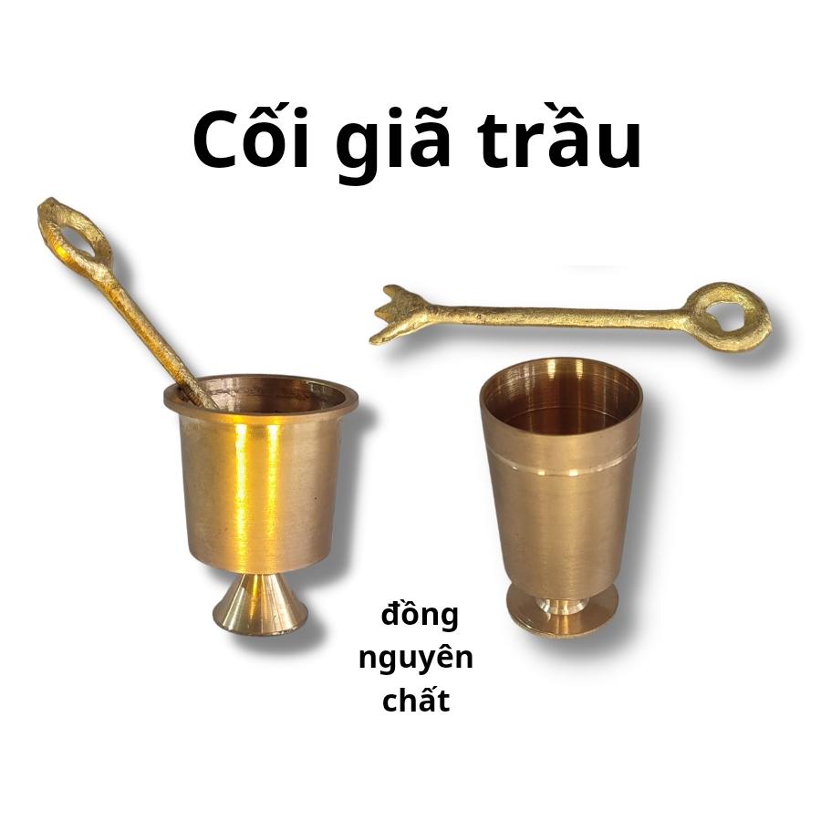 Cối giã trầu bằng đồng đúc nguyên chất-duoc-ban-tai-Làng Nghề Gò Đúc Đồng Đại Bái