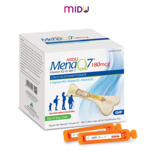 Midu MenaQ7 Midu MenaQ7 180mcg giúp bổ sung bộ ba Calci, Vitamin D3, Vitamin K2 dạng MenaQ7 với nguyên liệu nhập khẩu từ nhà cung cấp lớn nhất và tốt nhất trên thế giới là Natto Pharma - NaUy hỗ trợ tăng cường hấp thụ Calci vào xương một cách tối đa.-duoc-ban-tai-Alice Quỳnh