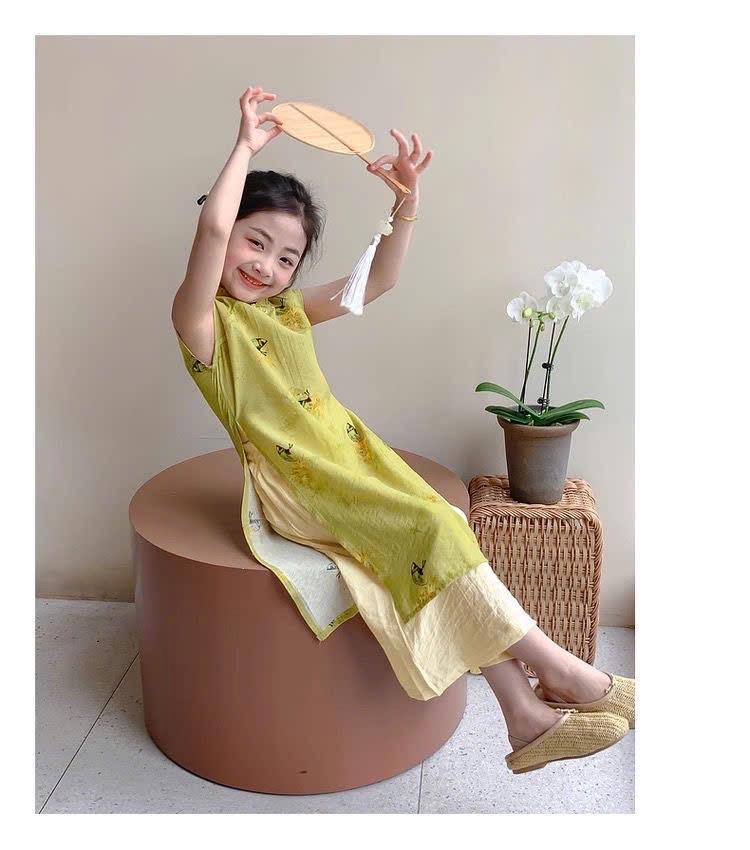 SET VÁY SƯỜN XÁM CHO BÉ GÁI  0512MK45 ❤️ SET VÁY SƯỜN XÁM CHO BÉ GÁI  🌷Thêm set sườn xám siêu xinh, tone xanh lạ mắt mặc Tết chụp ảnh lung linh luôn nhé-duoc-ban-tai-Alice Quỳnh
