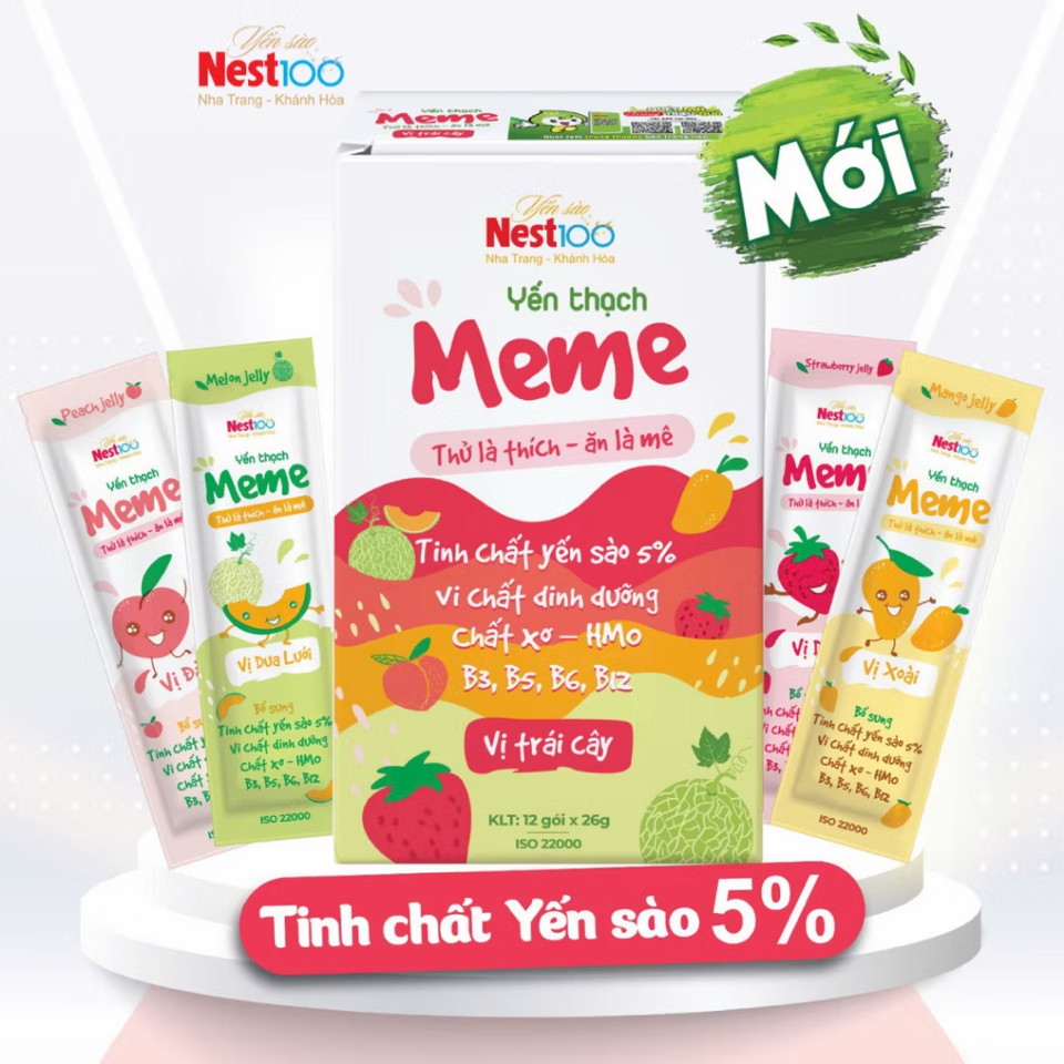 Yến thạch Meme Tăng cường sức đề kháng: Bổ sung các dưỡng chất quý, giúp nâng cao hệ miễn dịch, hỗ trợ phòng ngừa bệnh tật. Tăng cường năng lượng: Giúp nâng cao sức khỏe tổng thể, cải thiện sức bền và sự dẻo dai của cơ thể.Chất xơ hòa tan (2%):  Hỗ t-duoc-ban-tai-Alice Quỳnh
