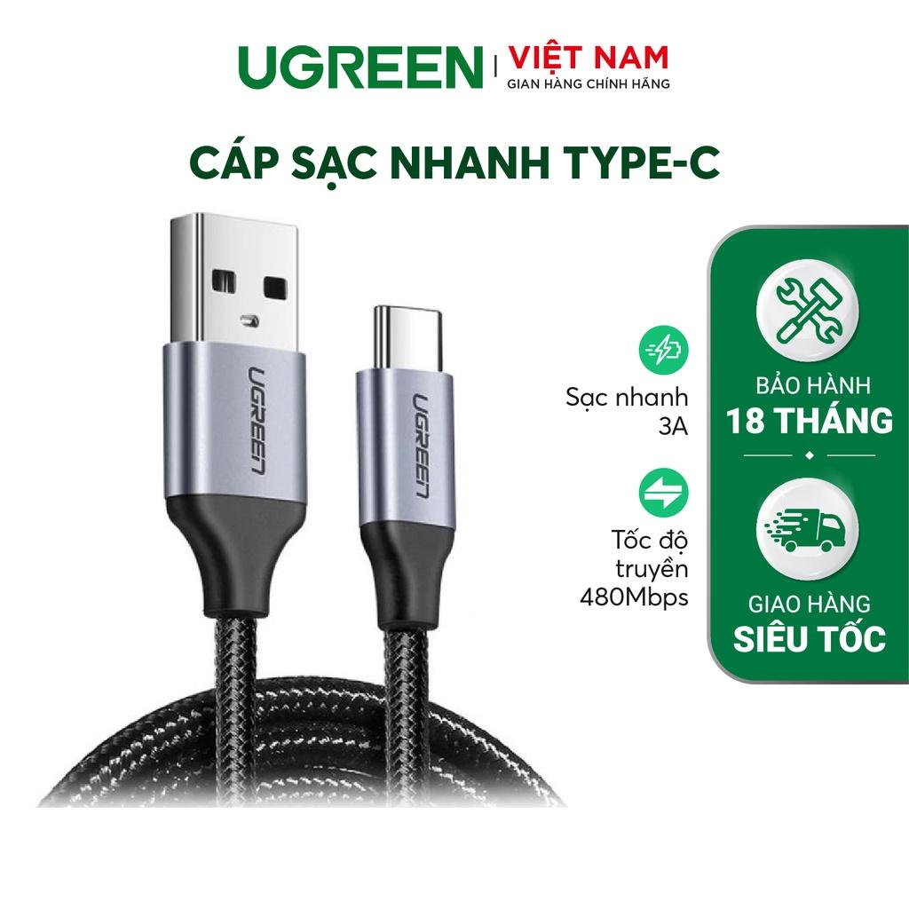 Cáp sạc và truyền dữ liệu UGREEN US288 cổng Type-c, độ dài 1m, dòng 3A, đầu nhôm vỏ nylon-duoc-ban-tai-CAMERA GIÁM SÁT - THIẾT BỊ TIN HỌC PMTek