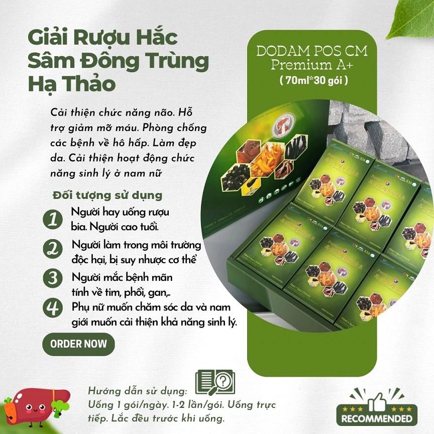 Bổ Gan Giải Rượu Hắc Sâm Đông Trùng Hạ Thảo Premium A+ Dodampos CM (70ml*30 gói)-duoc-ban-tai-Kangnam mart