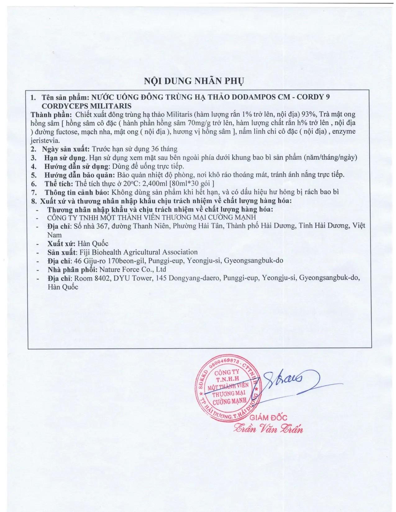 🌿 ĐÔNG TRÙNG HẠ THẢO DODAMPOS CM CORDY 9 -duoc-ban-tai-Kangnam mart