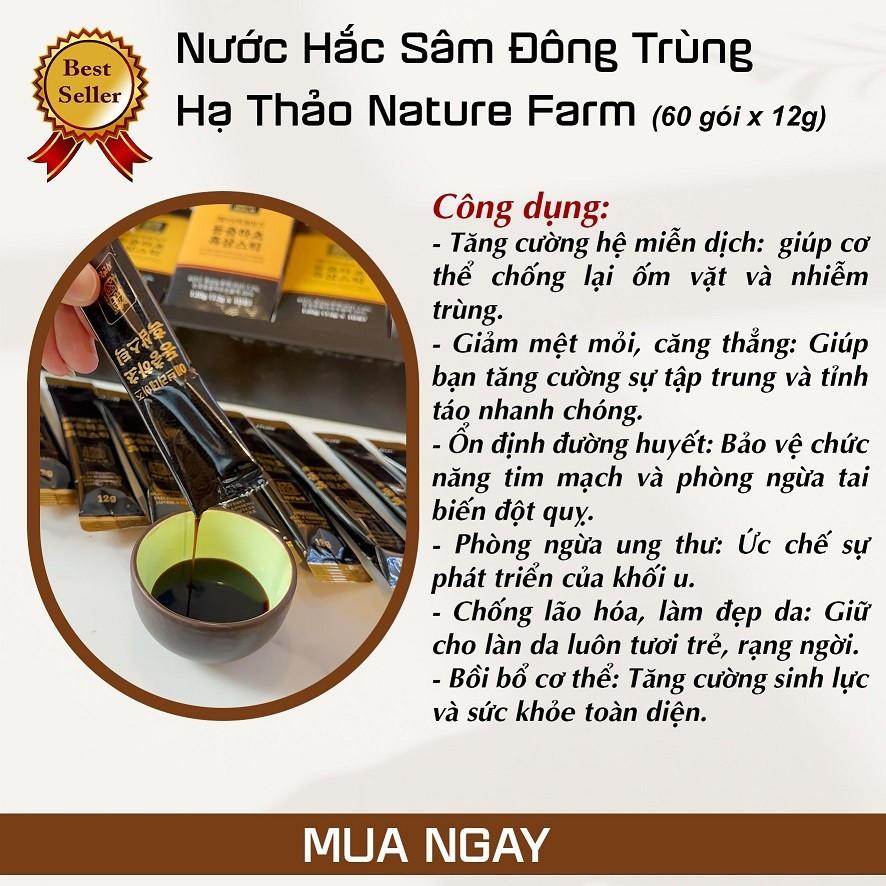 🌿 NƯỚC HẮC SÂM ĐÔNG TRÙNG HẠ THẢO NATURE FARM (30 GÓI) – NHỎ GỌN – TIỆN DỤNG – BỔ DƯỠNG MỖI NGÀY!-duoc-ban-tai-Kangnam mart