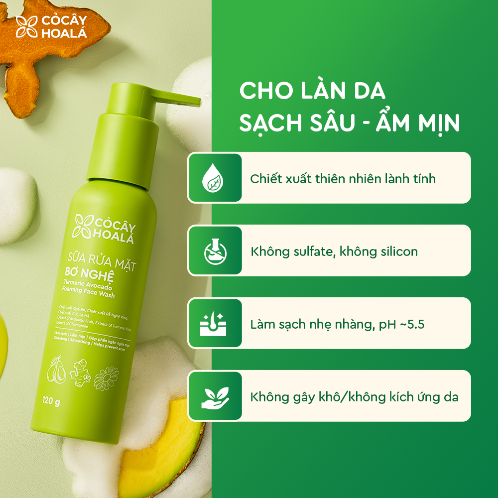 Sữa Rửa Mặt Bơ Nghệ Cỏ Cây Hoa Lá 120g CẤP ẨM SÂU, PHỤC HỒI DA SÁNG MỊN-duoc-ban-tai-Yến nhà Loan - Yến sào Sea Nest Khánh Hoà