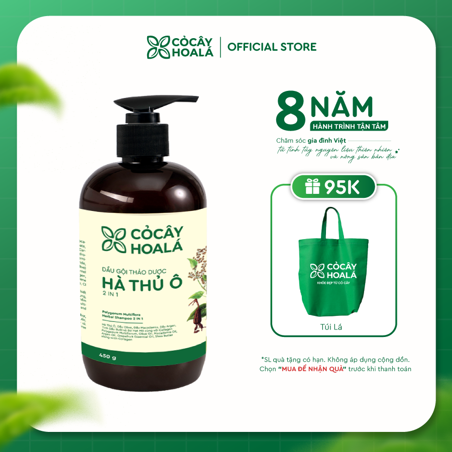 Dầu Gội Thảo Dược Hà Thủ Ô 2IN1 Cỏ Cây Hoa Lá 450G-duoc-ban-tai-Yến nhà Loan - Yến sào Sea Nest Khánh Hoà
