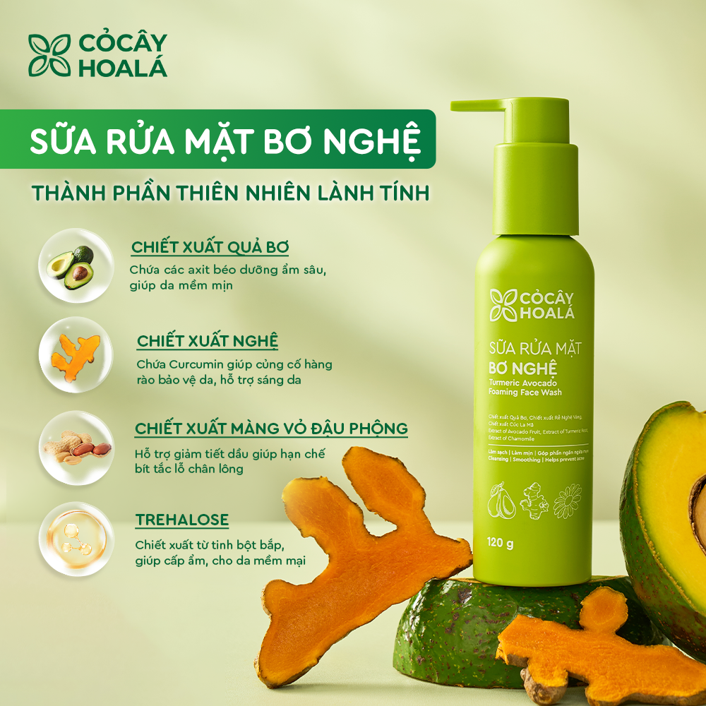 Sữa Rửa Mặt Bơ Nghệ Cỏ Cây Hoa Lá 120g CẤP ẨM SÂU, PHỤC HỒI DA SÁNG MỊN-duoc-ban-tai-Yến nhà Loan - Yến sào Sea Nest Khánh Hoà