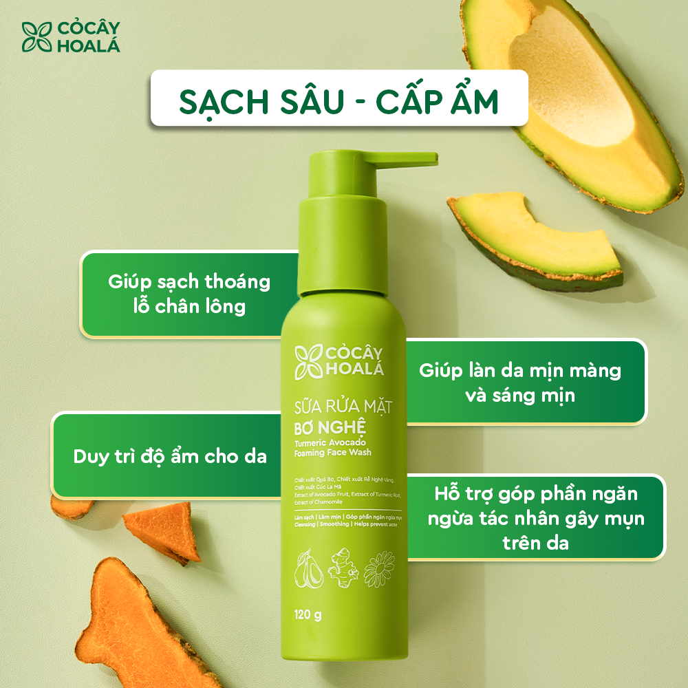 Sữa Rửa Mặt Bơ Nghệ Cỏ Cây Hoa Lá 120g CẤP ẨM SÂU, PHỤC HỒI DA SÁNG MỊN-duoc-ban-tai-Yến nhà Loan - Yến sào Sea Nest Khánh Hoà