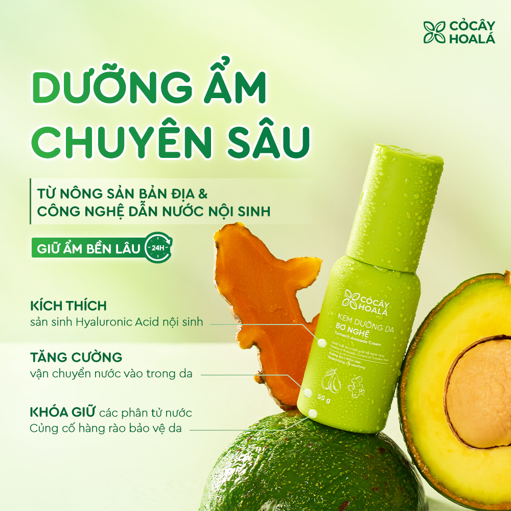 Kem Dưỡng Da Bơ Nghệ Cỏ Cây Hoa Lá 50g Cấp Ẩm Sâu, Phục Hồi Da Sáng Mịn-duoc-ban-tai-Yến nhà Loan - Yến sào Sea Nest Khánh Hoà