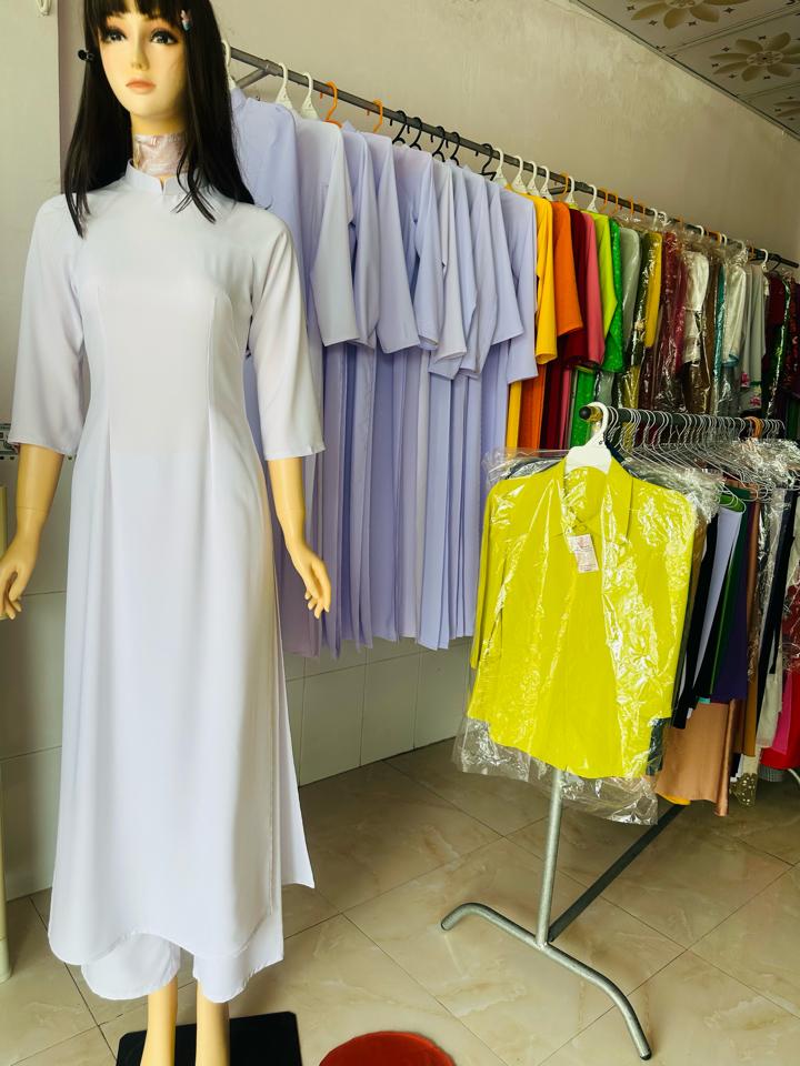 Áo dài học sinh vải lụa thường có dãn -duoc-ban-tai-Áo dài Mỹ Hòa