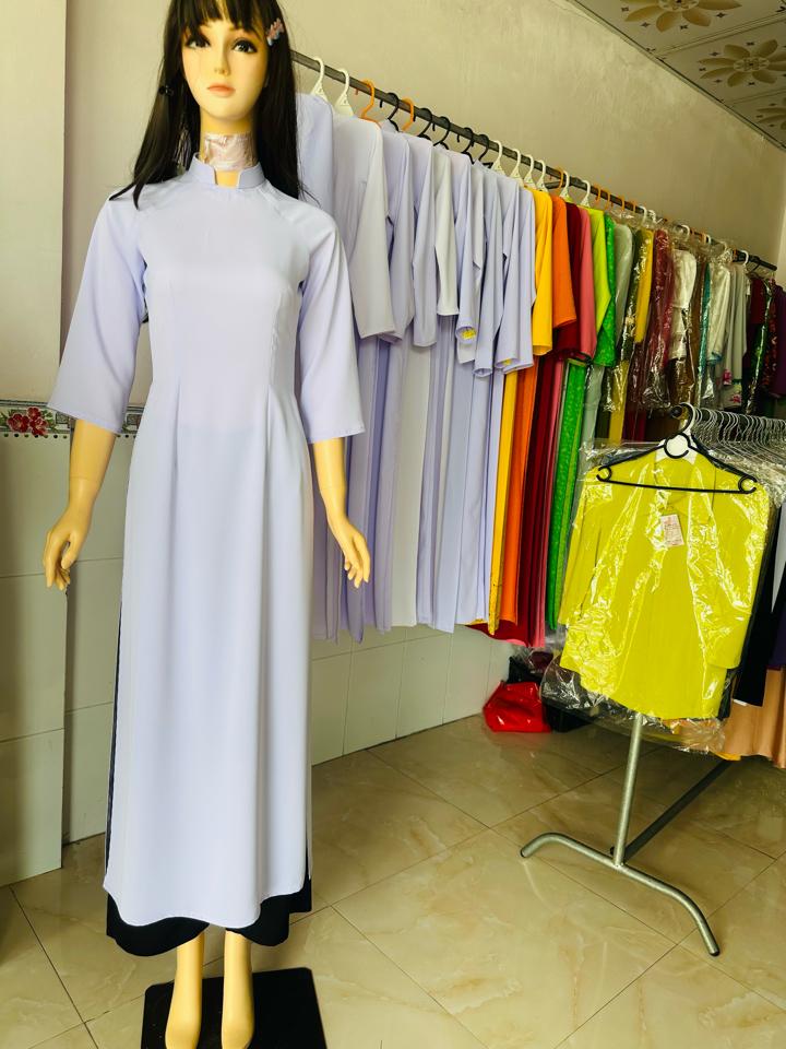 Áo dài học sinh vải lụa thường có dãn -duoc-ban-tai-Áo dài Mỹ Hòa