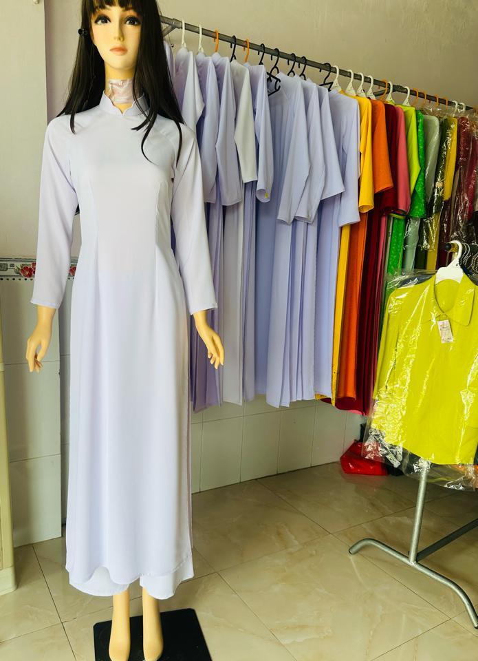 Áo dài học sinh vải lụa thường có dãn -duoc-ban-tai-Áo dài Mỹ Hòa