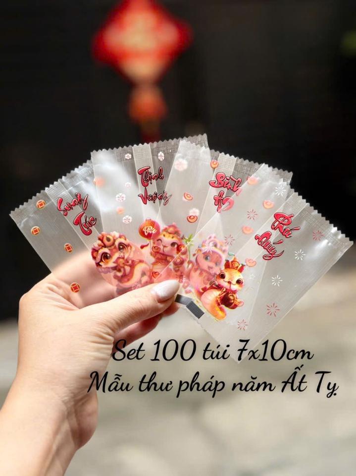 Set 100 túi mã TO 7x10cm Thư pháp rắn năm Ất Tỵ-duoc-ban-tai-Thach Lan