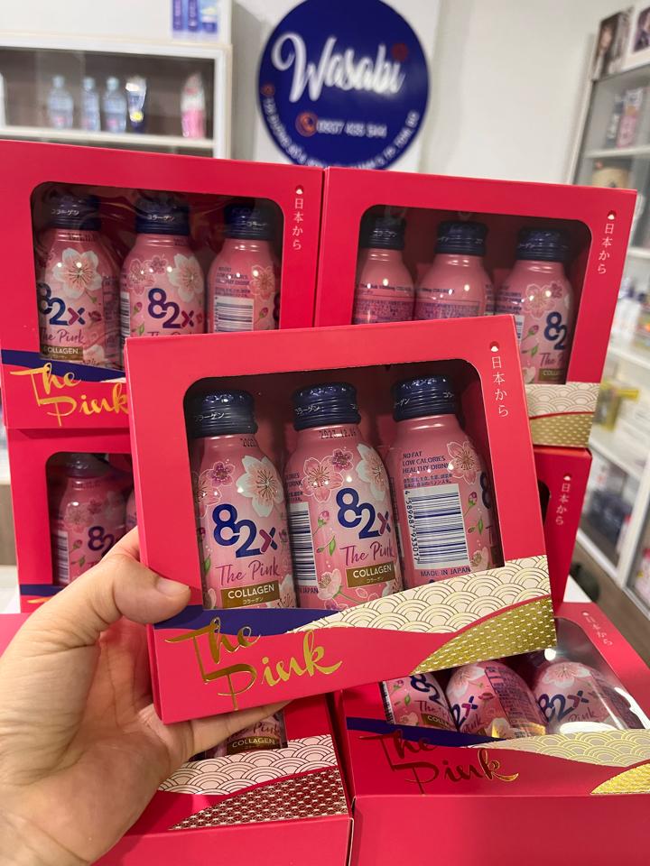 Set 3 lọ Collagen 82X the Pink-duoc-ban-tai-Wasabi hàng Nhật chính hãng