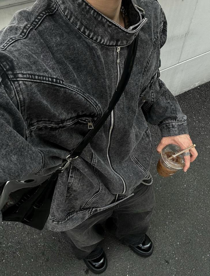  Áo khoác Jacket jean GODMOTHER form rộng delim cổ tàu basic-duoc-ban-tai-Cunnei