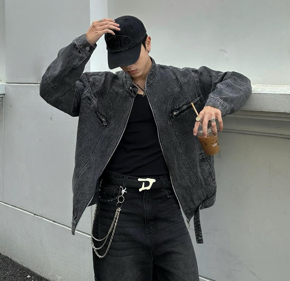  Áo khoác Jacket jean GODMOTHER form rộng delim cổ tàu basic-duoc-ban-tai-Cunnei
