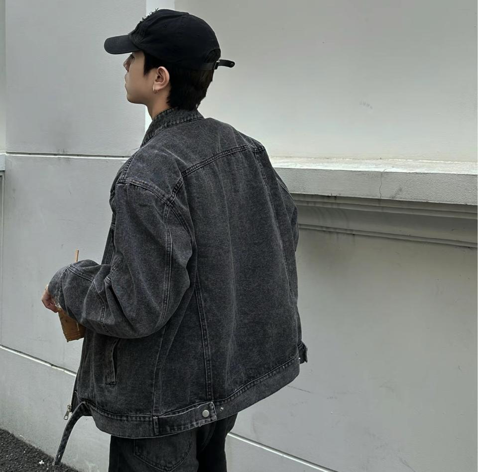  Áo khoác Jacket jean GODMOTHER form rộng delim cổ tàu basic-duoc-ban-tai-Cunnei