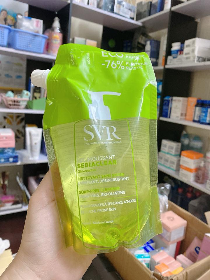 Túi gel rửa mặt SVR 400ml xanh lá-duoc-ban-tai-T&T COSMETIC
