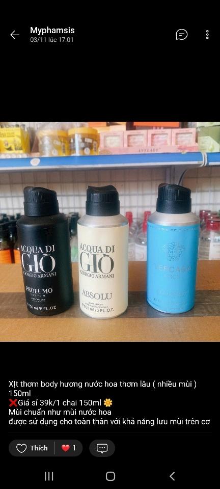 Xịt khử mùi toàn thân Nước hoa hàng hiệu-duoc-ban-tai-ĐĂNG DUY BEAUTY SHOP