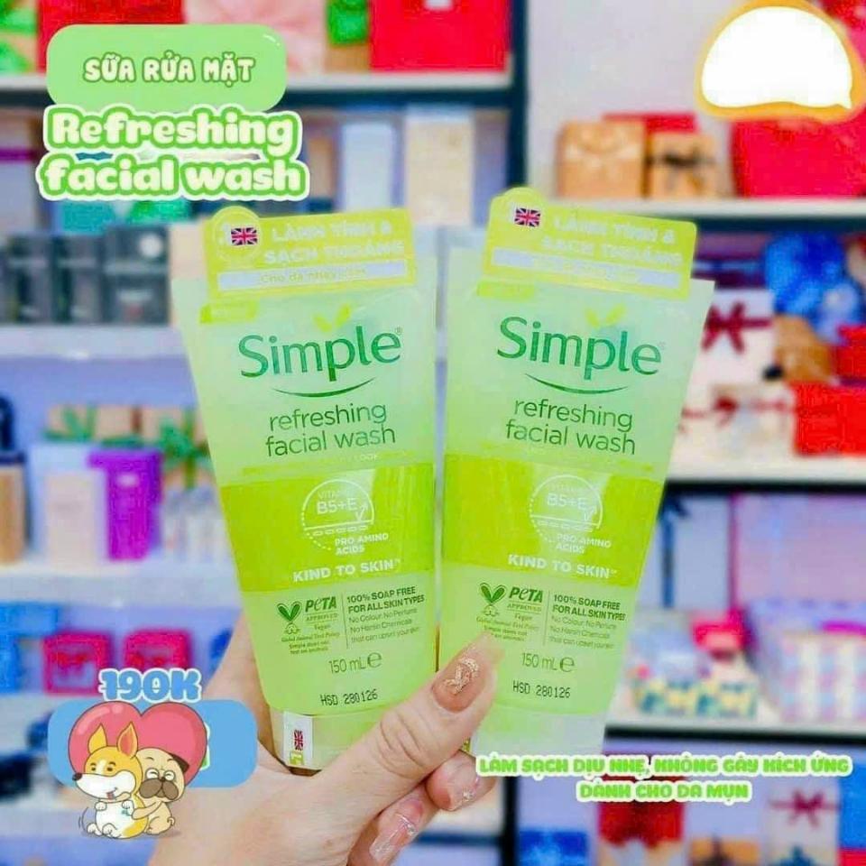 Sữa rửa mặt Simple 150ml Lành tính - Sạch thoáng -duoc-ban-tai-Thiên Đăng Shop