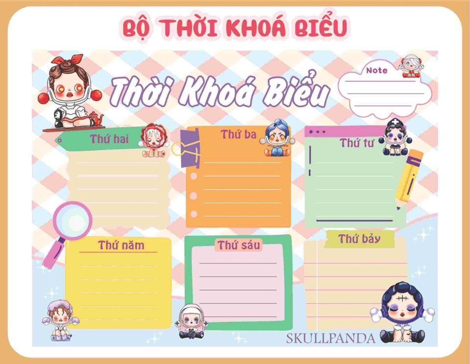 1 tờ Thời Khoá Biểu hình Labubu Chipi dễ thương-duoc-ban-tai-Trạm Học Tập Miss Trinh
