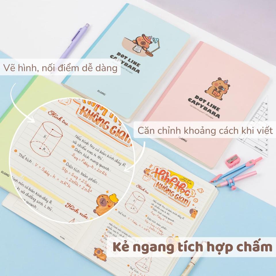 Vở KLong hình Capybara B5 120trang kẻ ngang ĐL 100GSM-duoc-ban-tai-Trạm Học Tập Miss Trinh