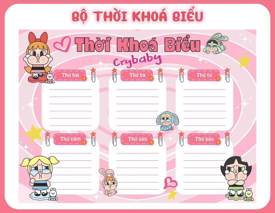 1 tờ Thời Khoá Biểu hình Labubu Chipi dễ thương-duoc-ban-tai-Trạm Học Tập Miss Trinh