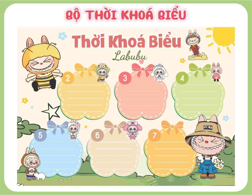 1 tờ Thời Khoá Biểu hình Labubu Chipi dễ thương-duoc-ban-tai-Trạm Học Tập Miss Trinh