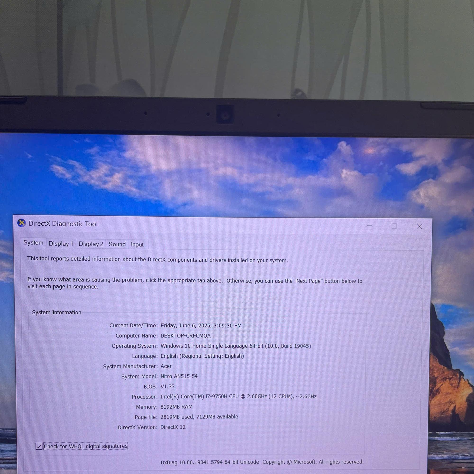 Acer Nitro i7 9th Ram 8GB 256GB SSD CARD GTX 1650 MÀN 15.6INCH FHD-duoc-ban-tai-Vi Tính Kim Trân