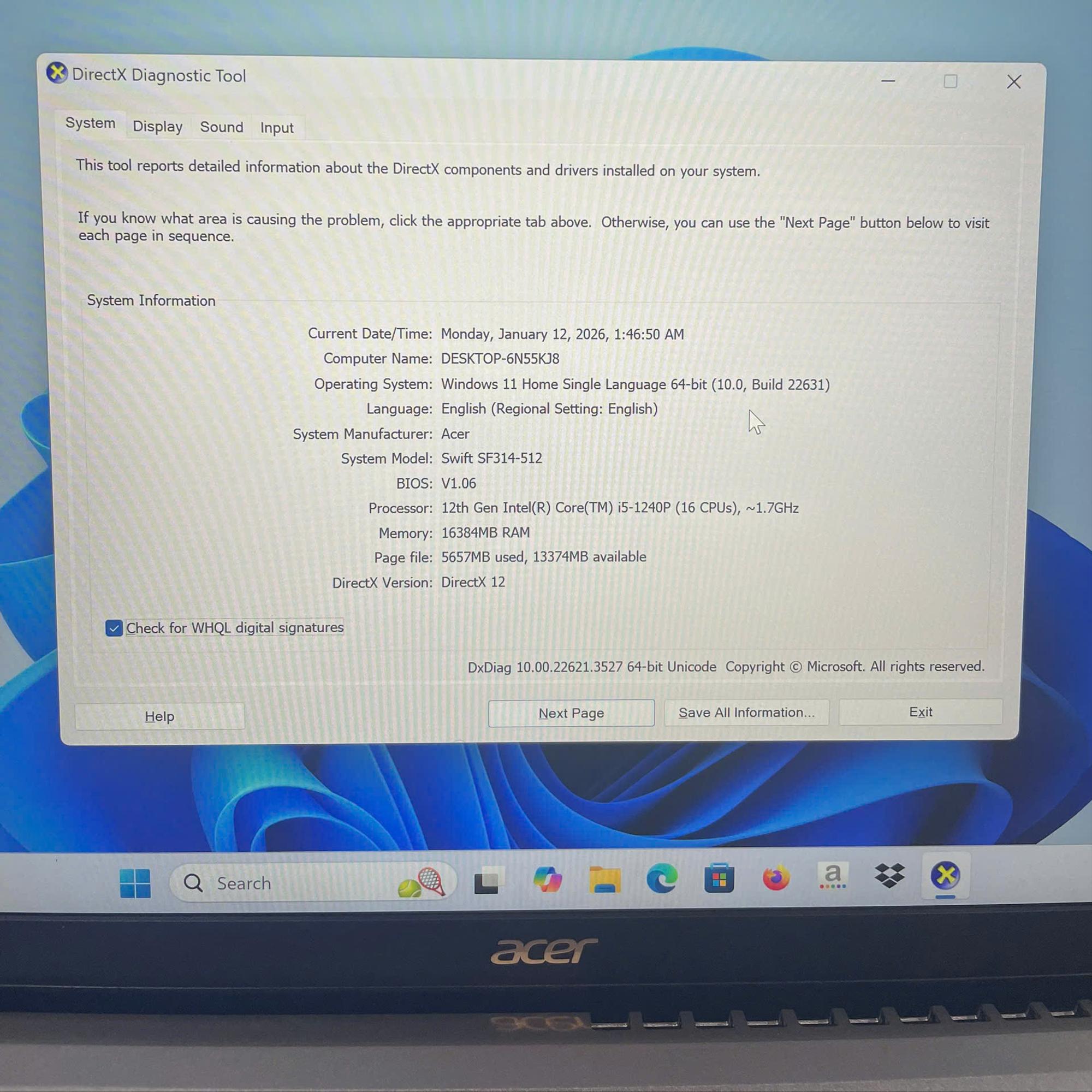 Acer i5 12th Ram 16GB 512GB SSD Màn 14inch 2K-duoc-ban-tai-Vi Tính Kim Trân