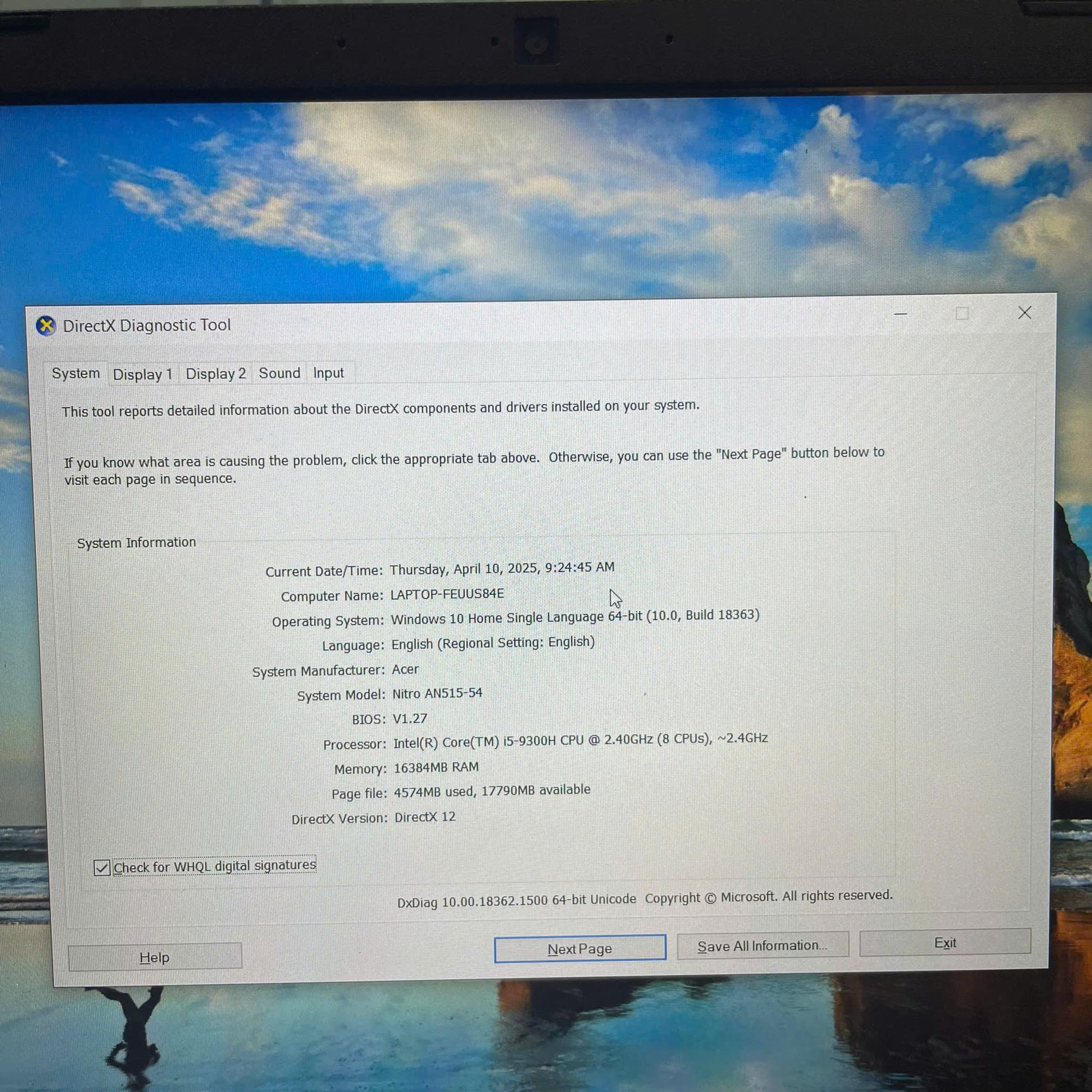 Acer Nitro i5 9Th 16gb 512gb Card GTX1050-duoc-ban-tai-Vi Tính Kim Trân