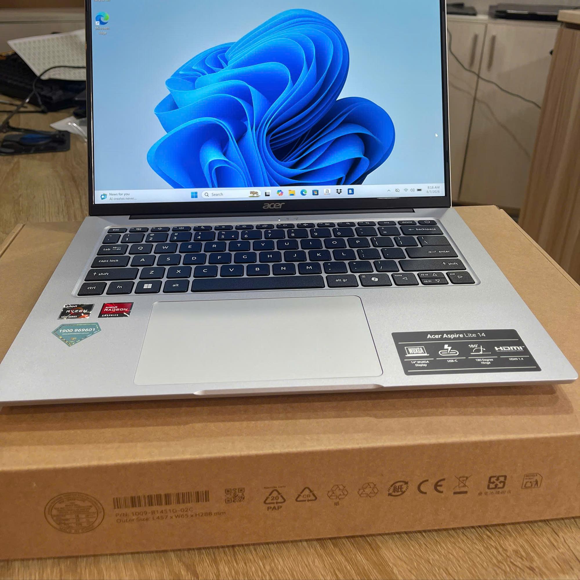 Acer Ryzen 7 7730U Ram 8GB 512GB NVMe Màn 14inch FHD IPS. Máy New Full Box BH 12 tháng 🔥-duoc-ban-tai-Vi Tính Kim Trân