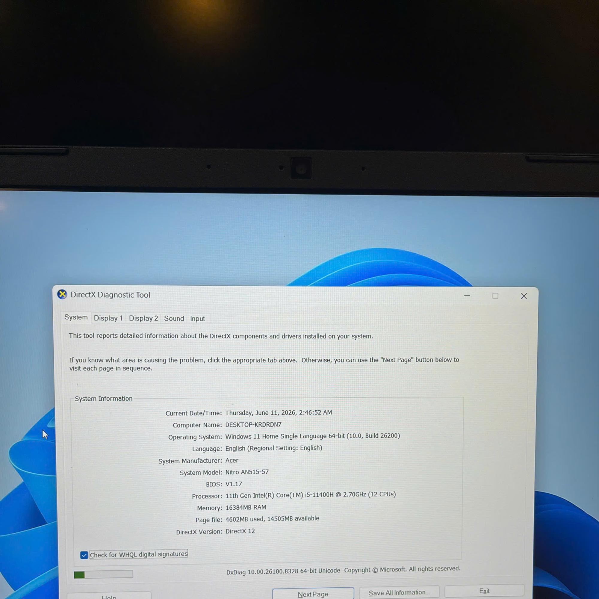 Acer Nitro i5 11th Ram 16GB Card RTX 3050 Màn 15.6inch FHD 144Hz.-duoc-ban-tai-Vi Tính Kim Trân