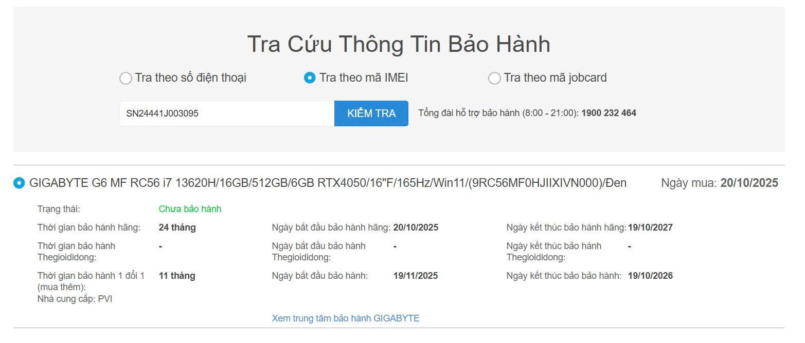 Gigabyte i7 13620H 16GB/512GB SSD Card RTX 4050 Màn 16inch 165hz. Máy siêu lướt Còn BH TGDĐ tới 19/10/2027-duoc-ban-tai-Vi Tính Kim Trân