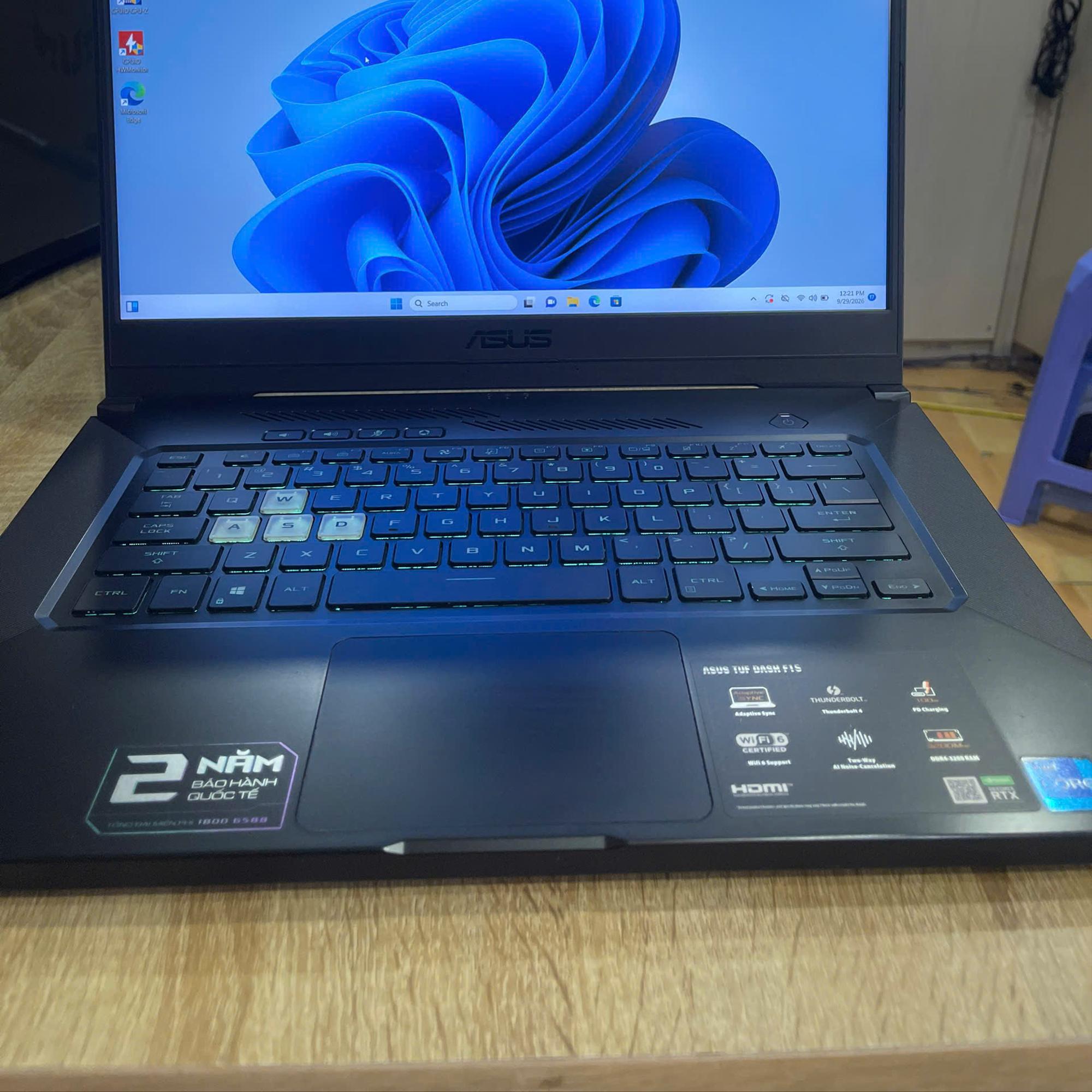 Asus TUF Dash i7 11th Ram 16GB 512GB SSD Card RTX 3060 Màn 15.6inch FHD 144Hz-duoc-ban-tai-Vi Tính Kim Trân