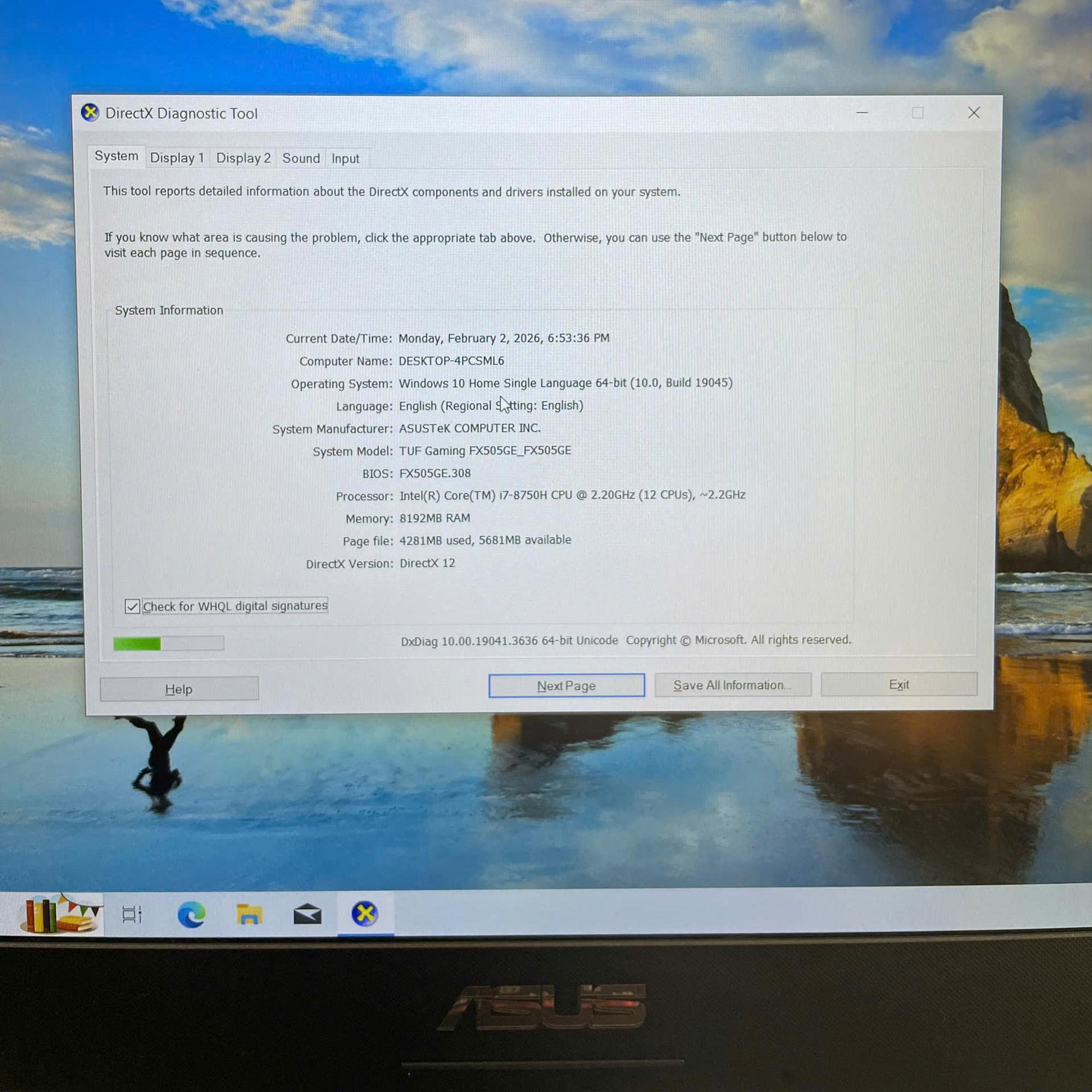 Asus TUF i7 8th Ram 8GB 256GB SSD Card GTX 1050Ti Màn 15.6inch FHD IPS-duoc-ban-tai-Vi Tính Kim Trân