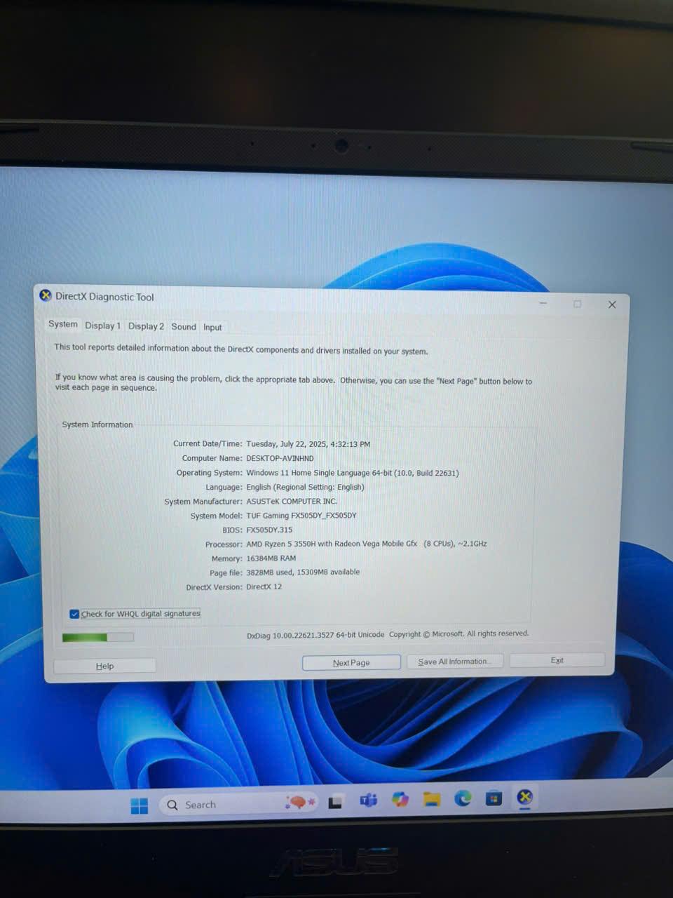 Asus Tuf Ryzen 5 3550H RAM 16GB 512GB SSD Card AMD RX 560X MÀN HÌNH 15.6INCH 120HZ-duoc-ban-tai-Vi Tính Kim Trân