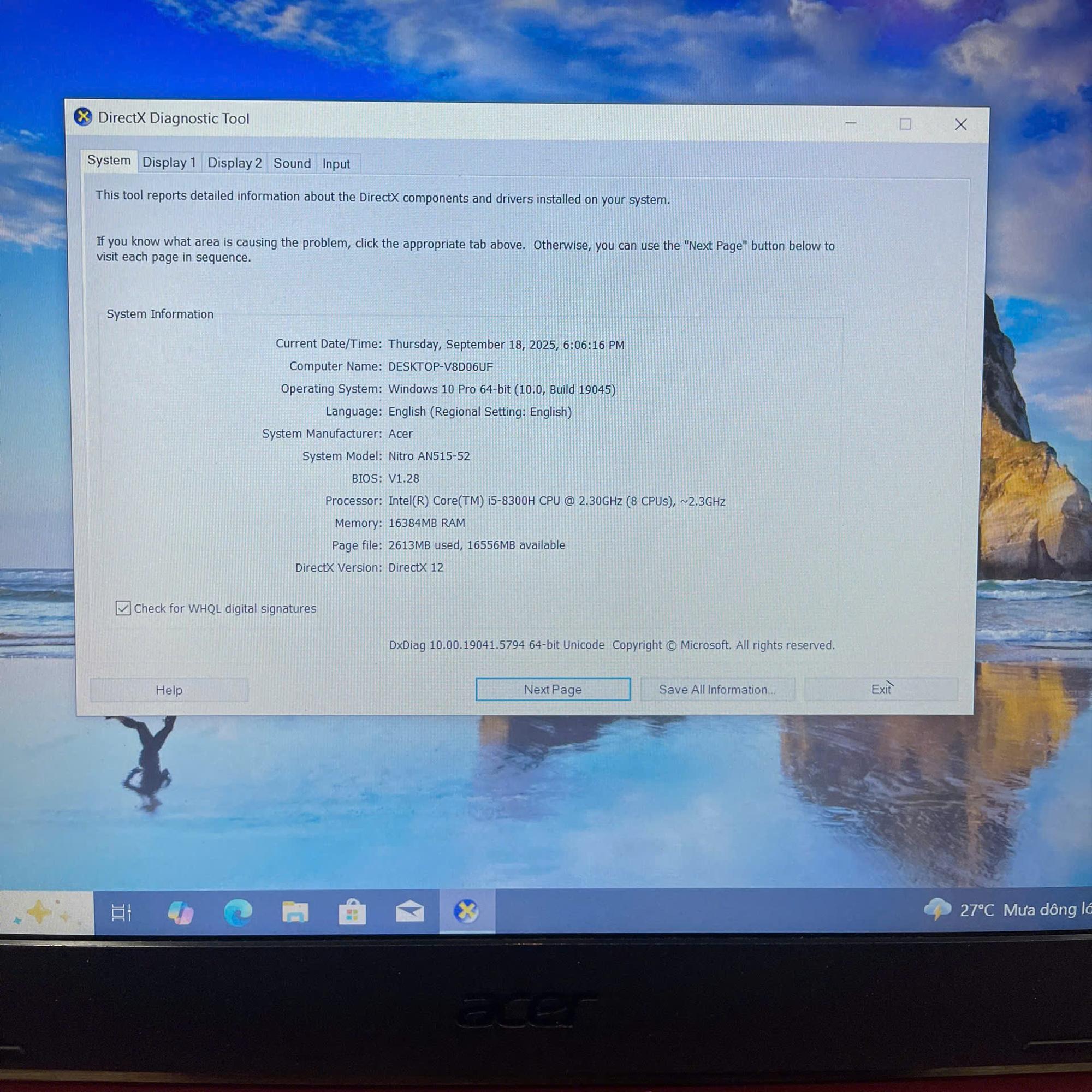 Acer Gaming i5 8th Ram 16GB 256GB SSD Card rời GTX 1050Ti Màn 15.6inch FHD -duoc-ban-tai-Vi Tính Kim Trân