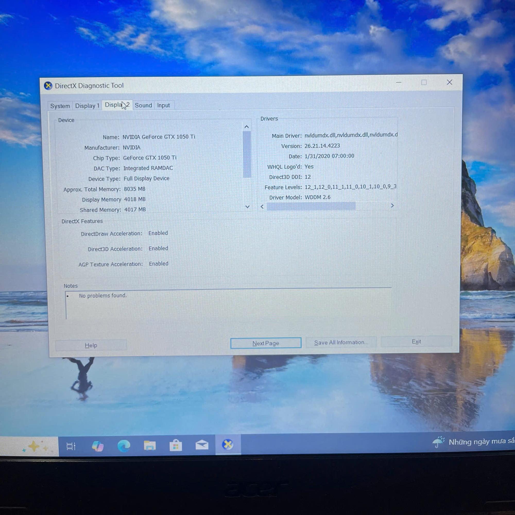 Acer Gaming i5 8th Ram 16GB 256GB SSD Card rời GTX 1050Ti Màn 15.6inch FHD -duoc-ban-tai-Vi Tính Kim Trân
